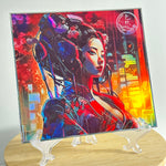 Shikishi Holographique Geisha Cyberpunk